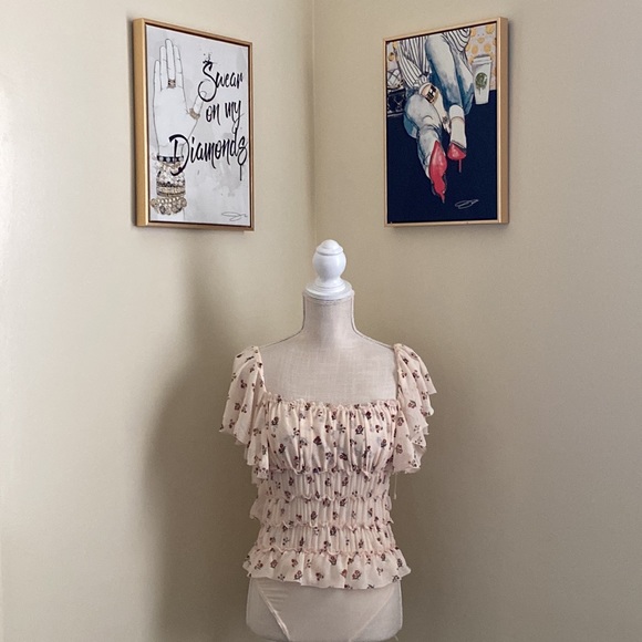 Juliet Printed Bodysuit in Ivory Combo - Picture 3 of 14